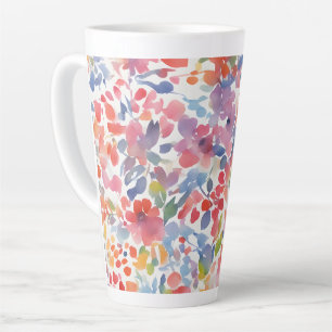 Abstracte Waterverf Losse Bloemen Latte Mok