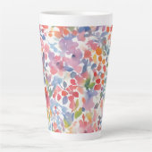 Abstracte Waterverf Losse Bloemen Latte Mok (Voorkant)