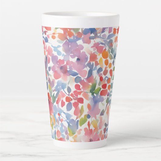 Abstracte Waterverf Losse Bloemen Latte Mok (Voorkant)