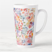 Abstracte Waterverf Losse Bloemen Latte Mok (Rechts)