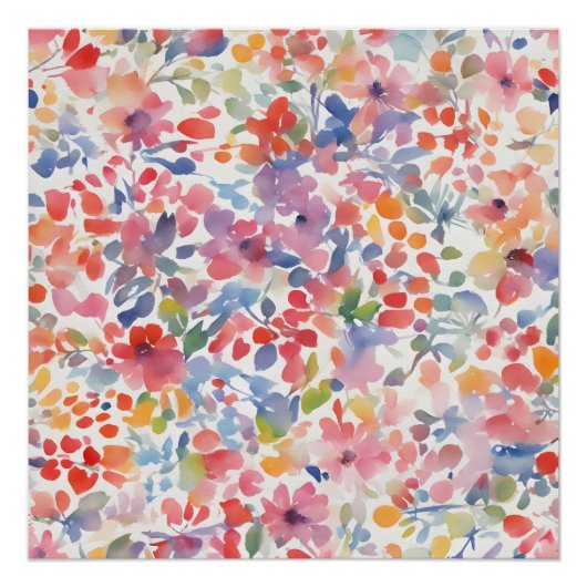 Abstracte Waterverf Losse Bloemen Perfect Poster (Voorkant)