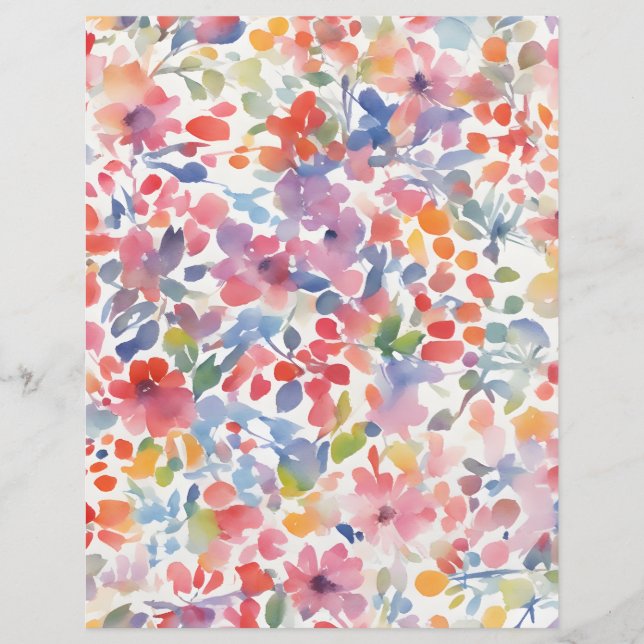Abstracte Waterverf Losse Bloemen Scrapbook Papier (Voorkant)