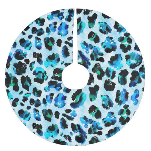Abstracte Waterverf luipaard huidpatroon Kerstboom Rok (Voorkant)