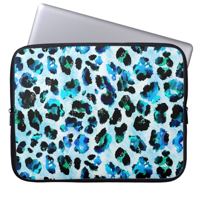 Abstracte Waterverf luipaard huidpatroon Laptop Sleeve (Voorkant)