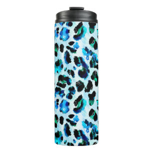 Abstracte Waterverf luipaard huidpatroon Thermosbeker