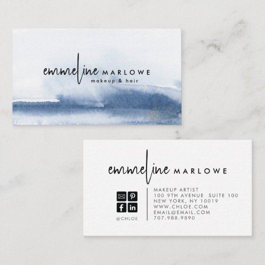 Abstracte Waterverf make-up artiest & haar Visitekaartje (Voorkant / Achterkant)