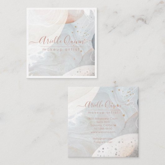 Abstracte Waterverf Makeup Artist Vierkante Visitekaartje (Voorkant / Achterkant)