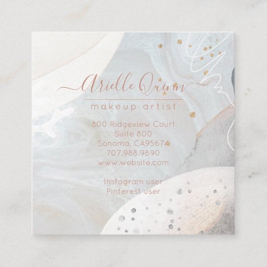 Abstracte Waterverf Makeup Artist Vierkante Visitekaartje (Achterkant)