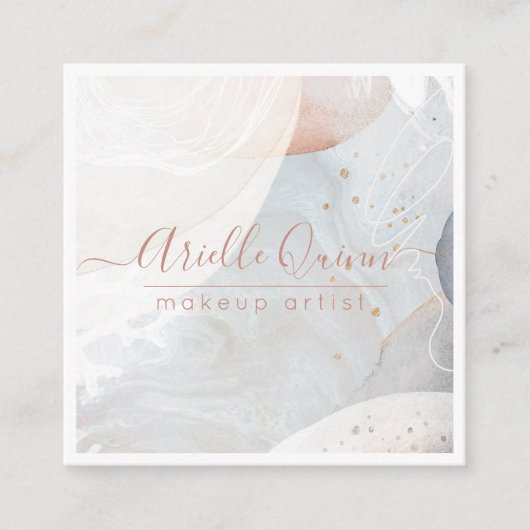 Abstracte Waterverf Makeup Artist Vierkante Visitekaartje (Voorkant)