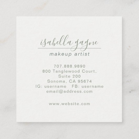 Abstracte Waterverf Makeup Artist Vierkante Visitekaartje (Achterkant)