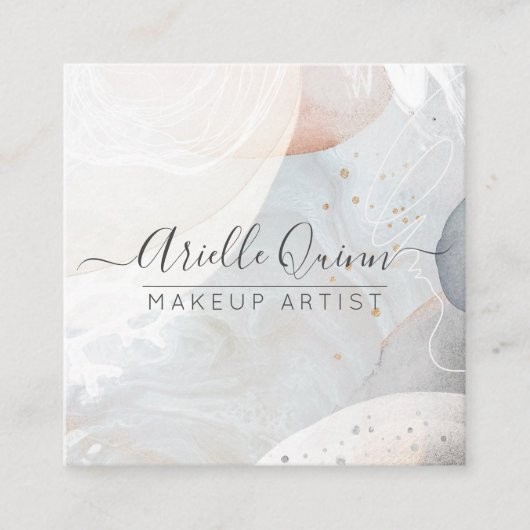 Abstracte Waterverf Makeup Artist Vierkante Visitekaartje (Voorkant)