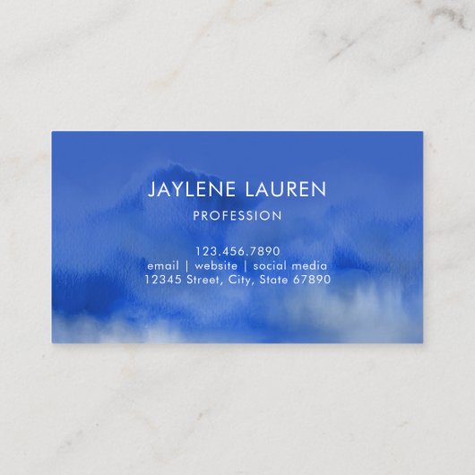Abstracte Waterverf marineblauw Visitekaartje (Achterkant)