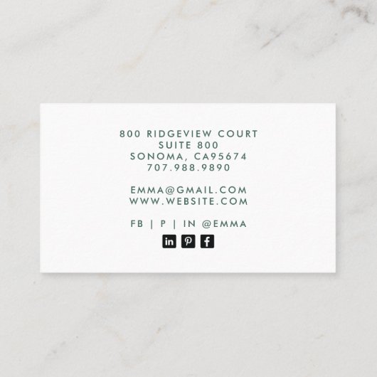 Abstracte Waterverf Massagetherapie Groen Visitekaartje (Achterkant)