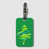 Abstracte waterverf met groene kerstboom bagagelabel (Voorkant (verticaal))