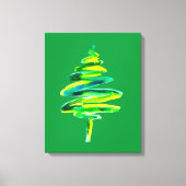 Abstracte waterverf met groene kerstboom canvas afdruk (Voorkant)