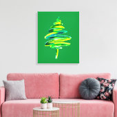 Abstracte waterverf met groene kerstboom canvas afdruk (Insitu (Woonkamer))