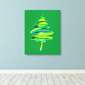 Abstracte waterverf met groene kerstboom canvas afdruk (Insitu (Houten vloer))