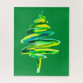 Abstracte waterverf met groene kerstboom legpuzzel (Verticaal)