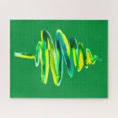 Abstracte waterverf met groene kerstboom legpuzzel (Horizontaal)