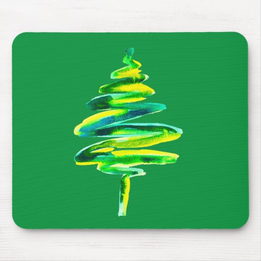 Abstracte waterverf met groene kerstboom muismat (Voorkant)