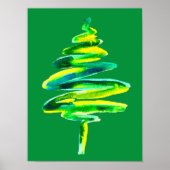 Abstracte waterverf met groene kerstboom poster (Voorkant)