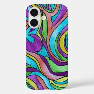 Abstracte Waterverf met kleurenritme en handmatige iPhone 16 Hoesje