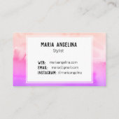 Abstracte waterverf met roze en perziken in nood visitekaartje (Achterkant)