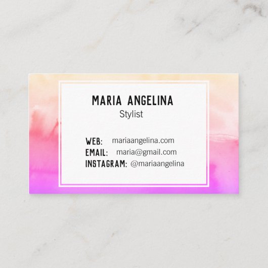 Abstracte waterverf met roze en perziken in nood visitekaartje (Achterkant)