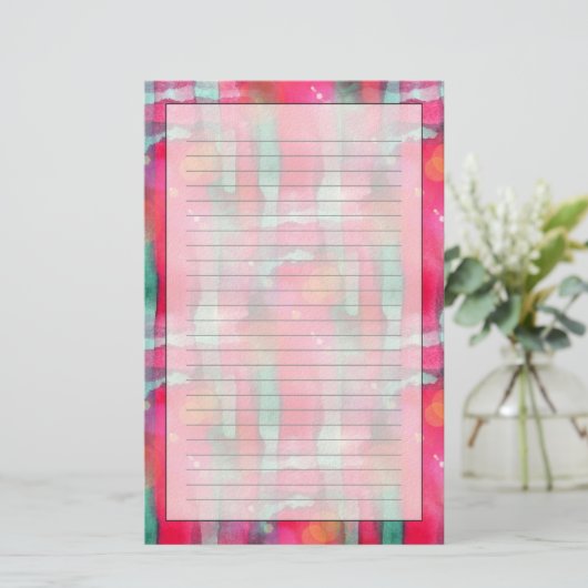 Abstracte waterverf met zonneglare briefpapier (Staand voorkant)