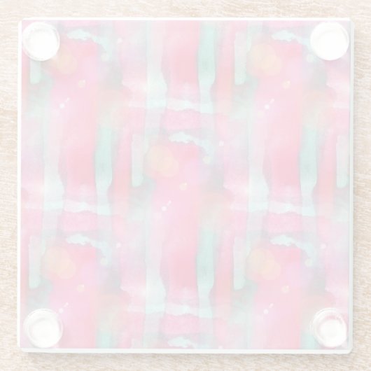 Abstracte waterverf met zonneglare glazen onderzetter (Achterkant)
