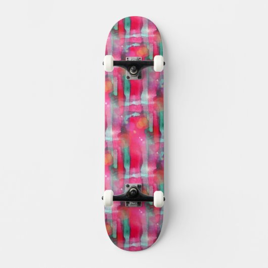 Abstracte waterverf met zonneglare persoonlijk skateboard (Voorkant)