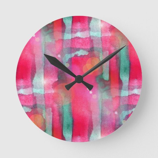 Abstracte waterverf met zonneglare ronde klok (Voorkant)