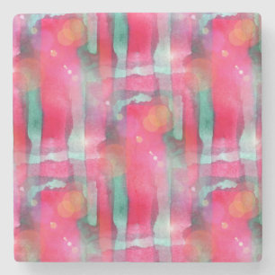 Abstracte waterverf met zonneglare stenen onderzetter