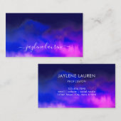 Abstracte Waterverf Midnight Blue Paarse Visitekaartje (Voorkant / Achterkant)