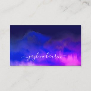 Abstracte Waterverf Midnight Blue Paarse Visitekaartje