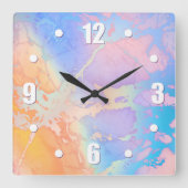 Abstracte waterverf moderne turkooizen paarse ombr vierkante klok (Voorkant)