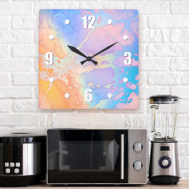 Abstracte waterverf moderne turkooizen paarse ombr vierkante klok