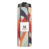 Abstracte Waterverf Monogram tumbler Thermosbeker (Voorkant)