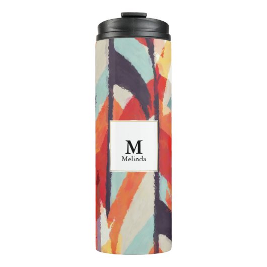 Abstracte Waterverf Monogram tumbler Thermosbeker (Voorkant)