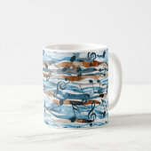 Abstracte waterverf muzieknoten patroon. koffiemok (Voorkant rechts)