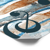 Abstracte waterverf muzieknoten patroon. poster (Hoek)
