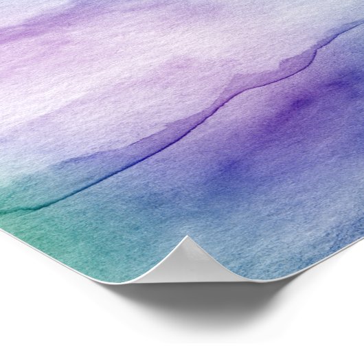 Abstracte Waterverf Mystery II Blue Paars Art Poster (Hoek)