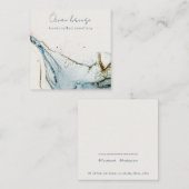 Abstracte Waterverf Navy Blue Gold Earring Holder Vierkante Visitekaartje (Voorkant / Achterkant)