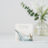 Abstracte Waterverf Navy Blue Gold Earring Holder Vierkante Visitekaartje (Staand voorkant)