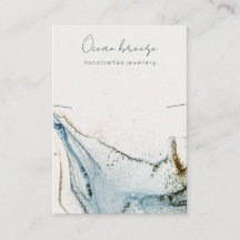 Abstracte Waterverf Navy Blue Gold Ketting Holder