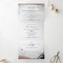 Abstracte Waterverf Navy Roos Gold Wedding