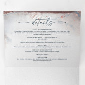 Abstracte Waterverf Navy Roos Gold Wedding Drieluik Uitnodiging (Binnenzijde eerst)