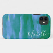 Abstracte Waterverf Neon groen en blauw Case-Mate iPhone Case (Achterkant (horizontaal))