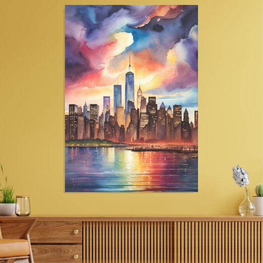 Abstracte Waterverf New York Art Canvas Afdruk (Insitu (Woonkamer))