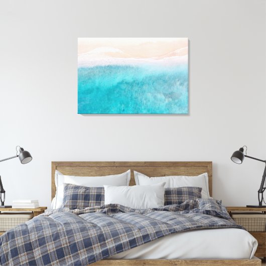 Abstracte Waterverf oceaan Canvas Afdruk (Insitu (Slaapkamer))